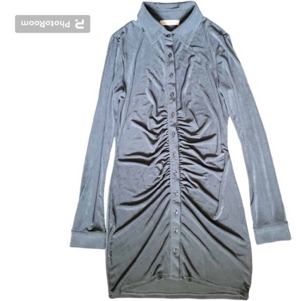 LA HEARTS RUNCHY GREY MINI DRESS - Picture 3 of 9